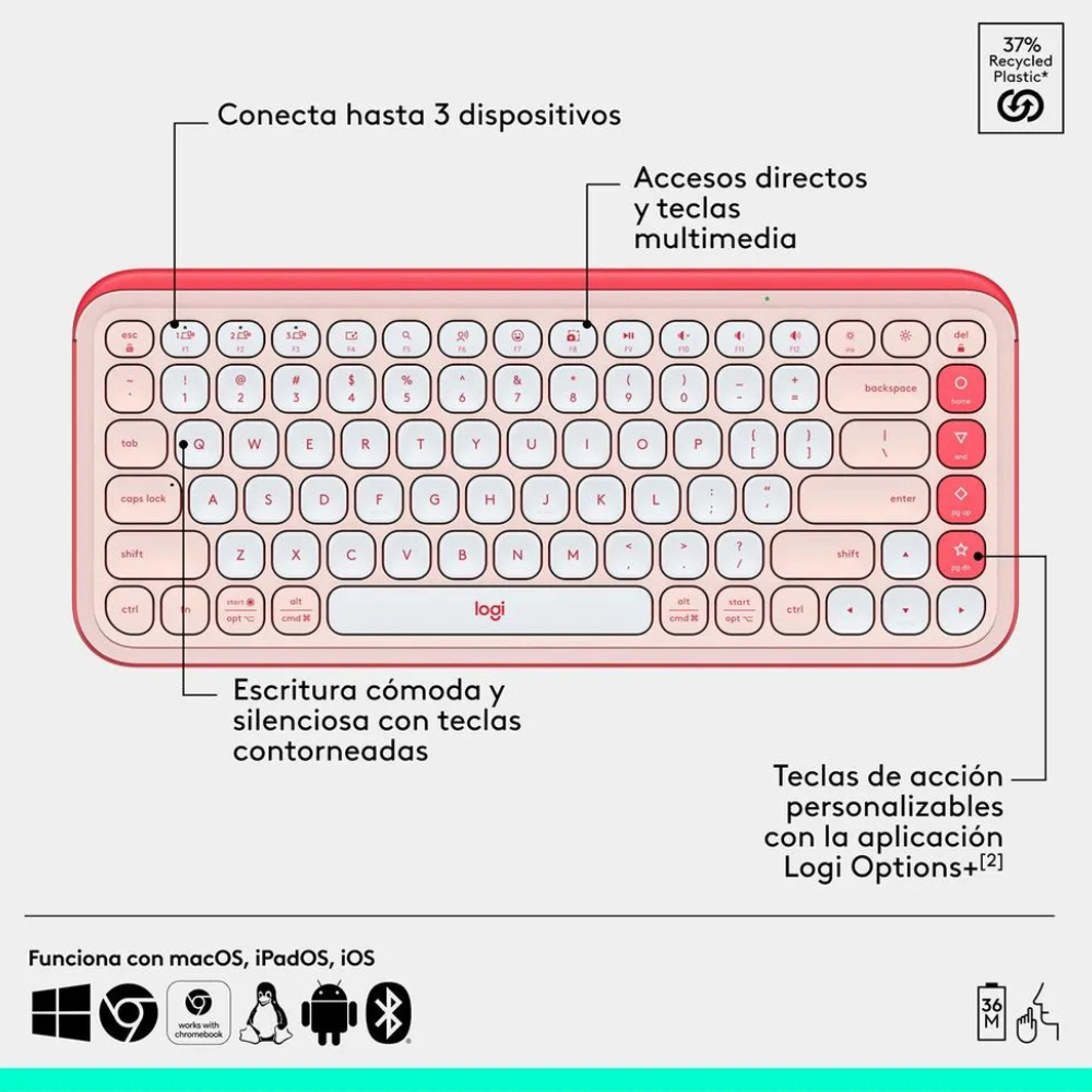 COMBO Teclado + Mouse inalámbrico Logitech Pop Icon - Inalámbrico - Bluetooth
