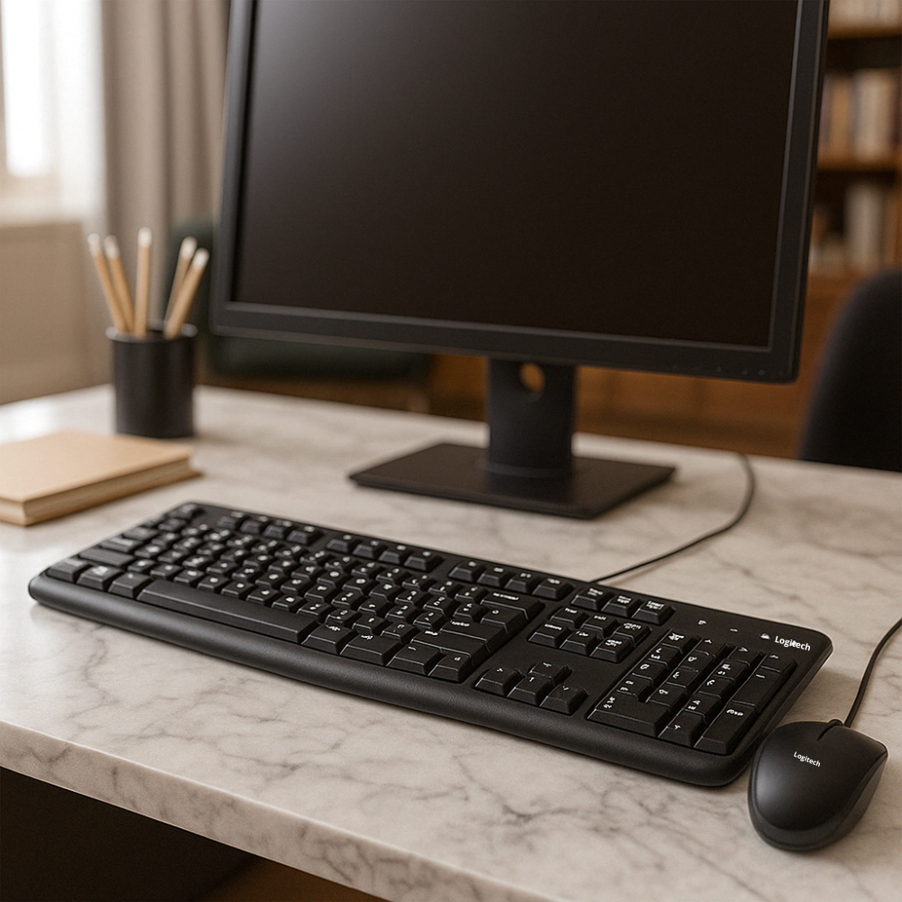 COMBO TECLADO + MOUSE LOGITECH MK120 | CONEXIÓN USB ALÁMBRICA