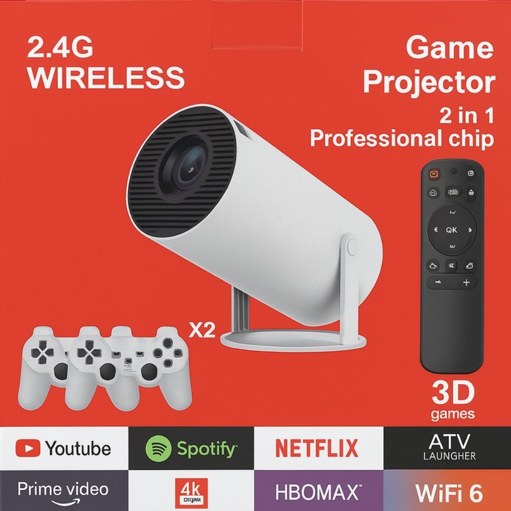 Combo proyector Gamer HY300 Pro + 2 controles Inalámbricos